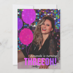 Balloon 30th THREEOH! photo birthday invite