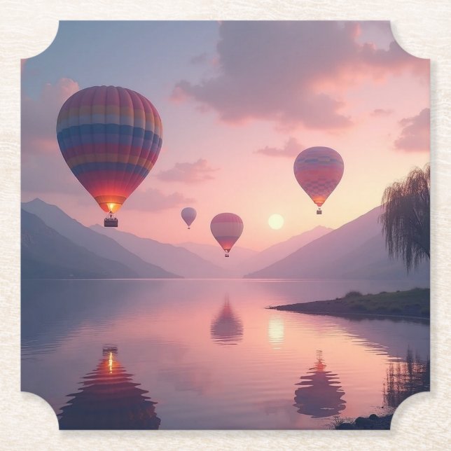 Balloon Adventure Dreams Paper Coaster (Front)