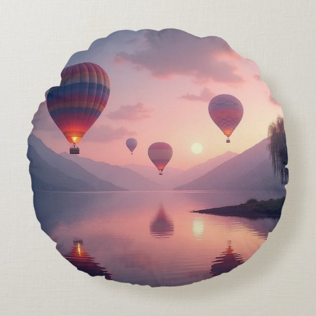 Balloon Adventure Dreams Round Cushion (Front)