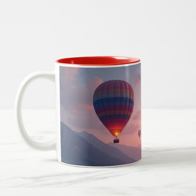 Balloon Adventure Dreams Two-Tone Coffee Mug (Left)