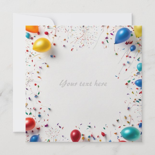 Balloon and fireworks frame invitation (Front)
