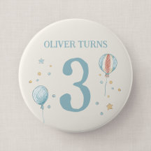 Balloon and Stars Large Birthday Badge