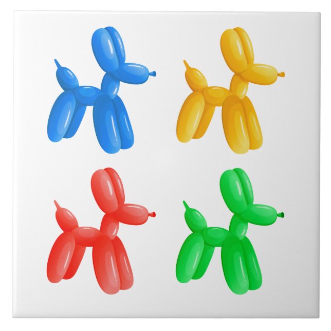Balloon Animal Colour Pattern – Kids & Clown Party Ceramic Tile (Front)