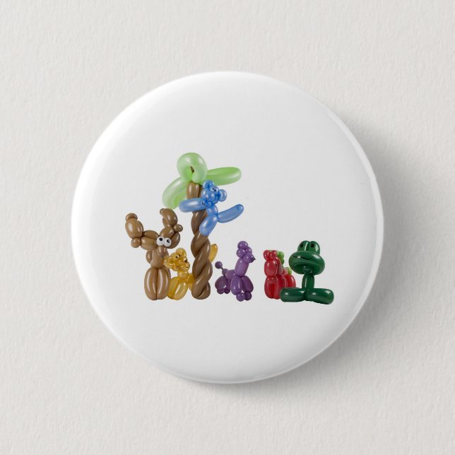 balloon animal group 6 cm round badge (Front)