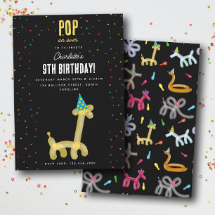 Balloon Animals Giraffe Kids Birthday Party Theme Invitation