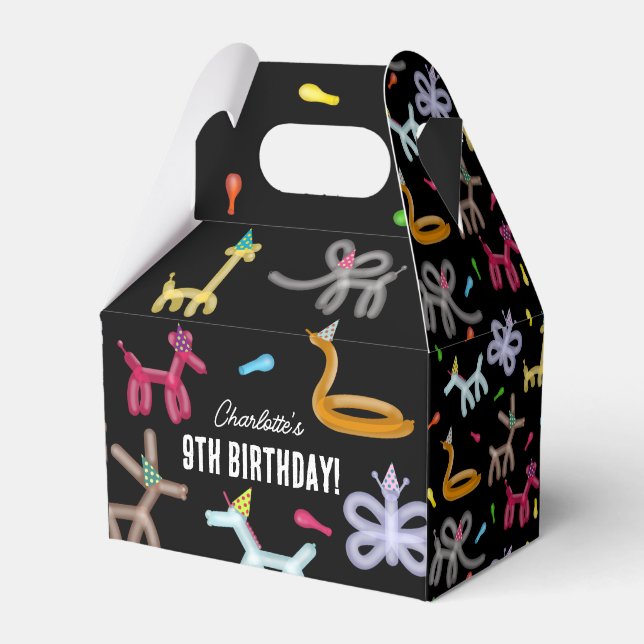 Balloon Animals Kids Birthday Party Theme Favour Box (Front Side)