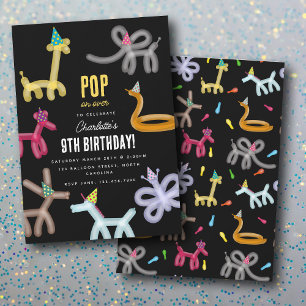 Balloon Animals Kids Party Theme Invitation