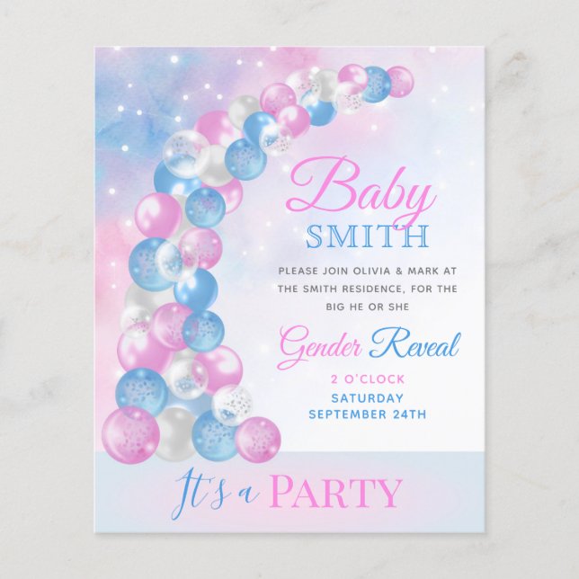Balloon Arch Baby Gender Reveal Invitation (Front)