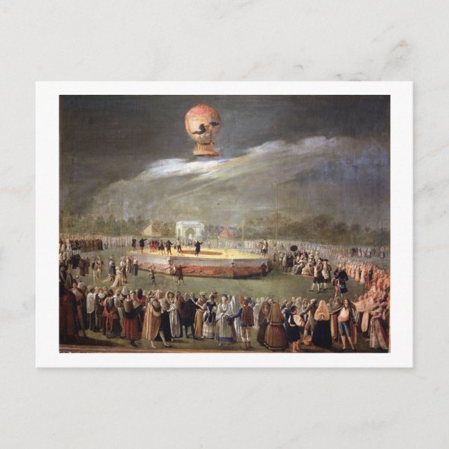 Balloon Ascension in the Gardens of Aranjuez, c.17 Postcard (Front)