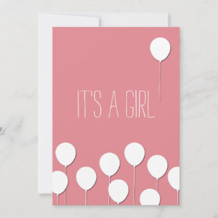 Balloon Baby Girl Invitation