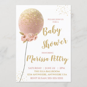Balloon Baby shower ready to pop rose gold Invitation