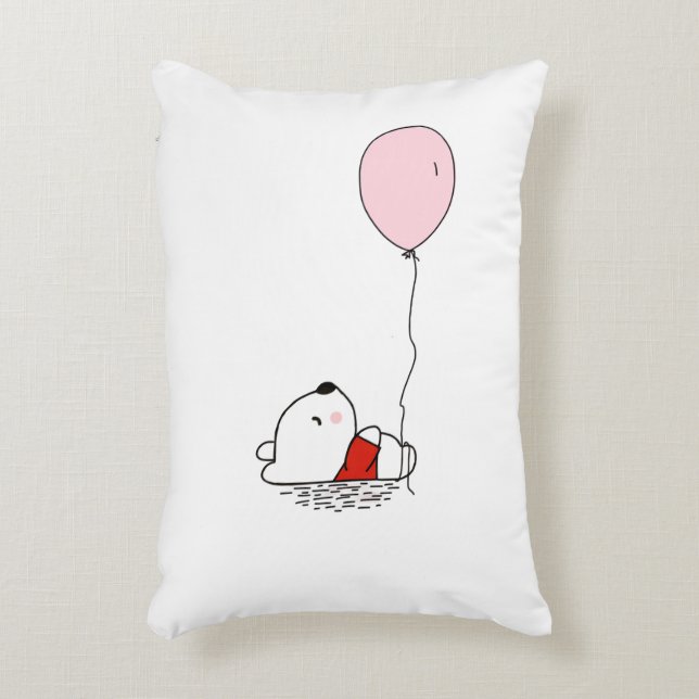 Balloon Bear Afloat Cute Decorative Cushion (Front(Vertical))