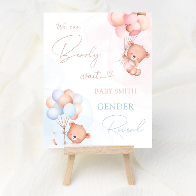 Balloon Bear Baby Gender Reveal Party Welcome Sign (Creator Uploaded)