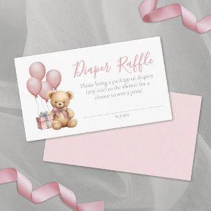 Balloon Bear Baby Shower Diaper Raffle Enclosure Card
