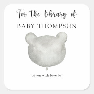 Balloon bear - baby's first library square sticker