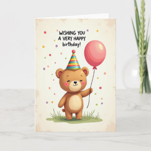 Balloon Bear Birthday Card