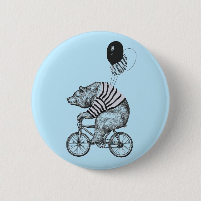 Balloon Bicycle Bear 6 Cm Round Badge (Front)
