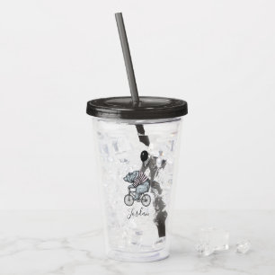 Balloon Bicycle Bear   Add Your Name Acrylic Tumbler
