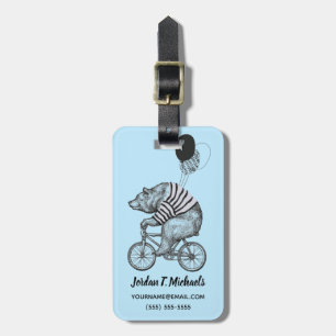 Balloon Bicycle Bear   Add Your Name Luggage Tag