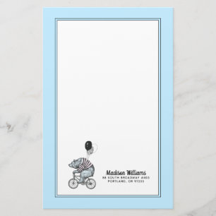 Balloon Bicycle Bear Add Your Name Stationery