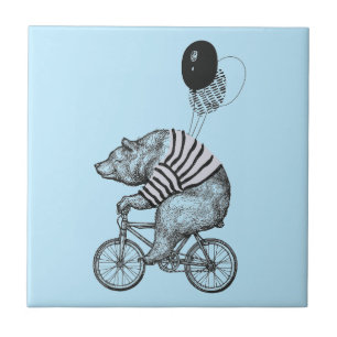 Balloon Bicycle Bear Ceramic Tile