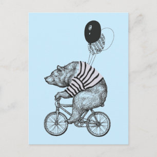 Balloon Bicycle Bear Postcard