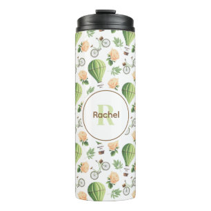 Balloon & Bicycle Girlie Pattern Personalised Thermal Tumbler