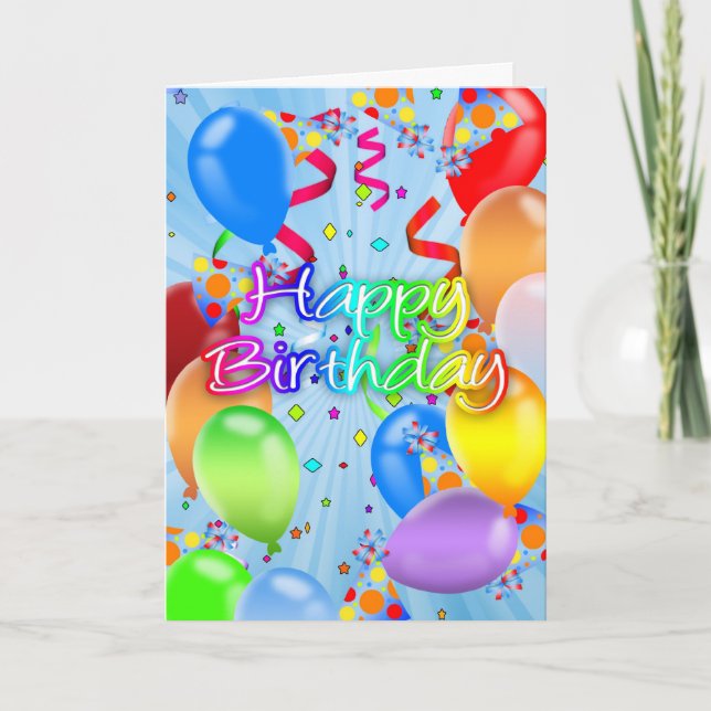 Balloon Birthday Card - Happy Birthday Balloons (Front)