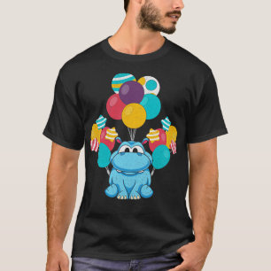 Balloon Birthday Hippo Hippopotamus T-Shirt