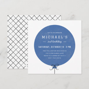 Balloon Birthday Invitation - Cobalt