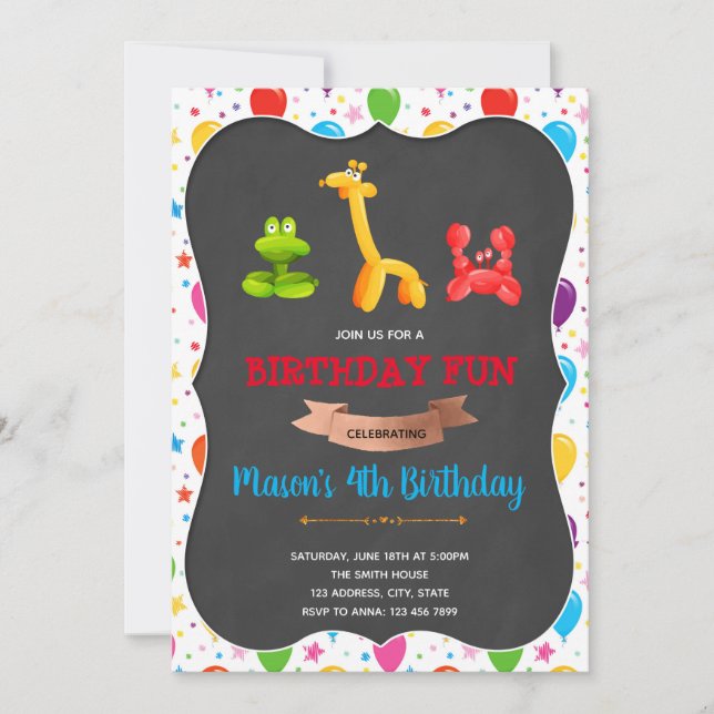 Balloon birthday party invitation (Front)