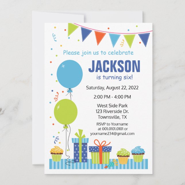 Balloon Birthday Party Invitation (Front)