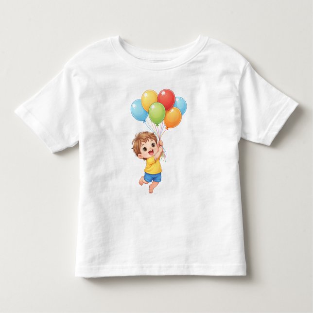 Balloon Birthday Toddler T-Shirt – Happy Little Ki (Front)