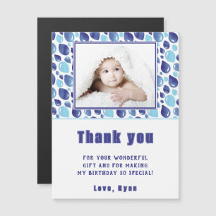 Balloon Blue Kid's Photo Birthday Thank You Magnet