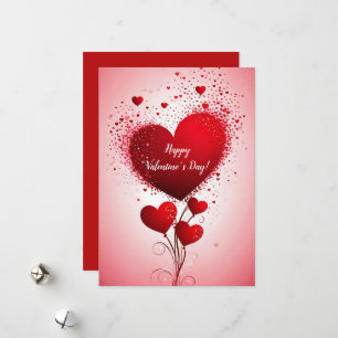 Balloon Bouquet of Red Hearts Holiday Card