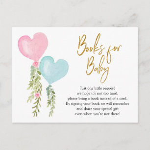 Balloon Boy or Girl Gender Reveal Books For Baby Invitation Postcard