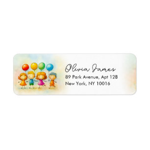  Balloon Buddies Bash Boy 1st Birthday Return Address Label