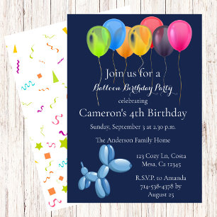 Balloon Bunch Birthday Party Invitation