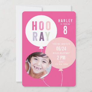 Balloon bunch kids photo birthday invitation