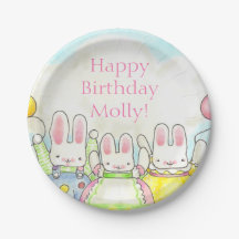 Balloon Bunny Paper Plates