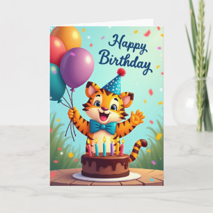Balloon Cat Birthday Card
