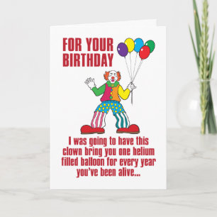 Balloon Clown humourous birthday card