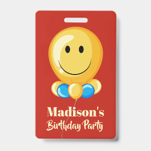 Balloon custom text & colour party badge ID badge