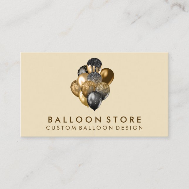 Balloon Decor Boho rustic gold sparkle Business Card (Front)