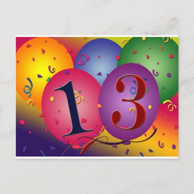 Balloon Decorations for 13th birthday Postcard (Front)