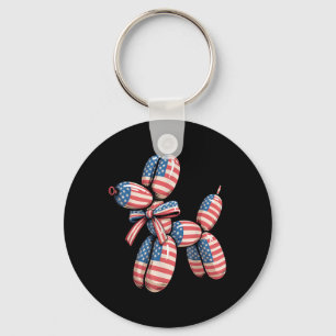 Balloon Dog Balloon Twisting 4th of July American Key Ring