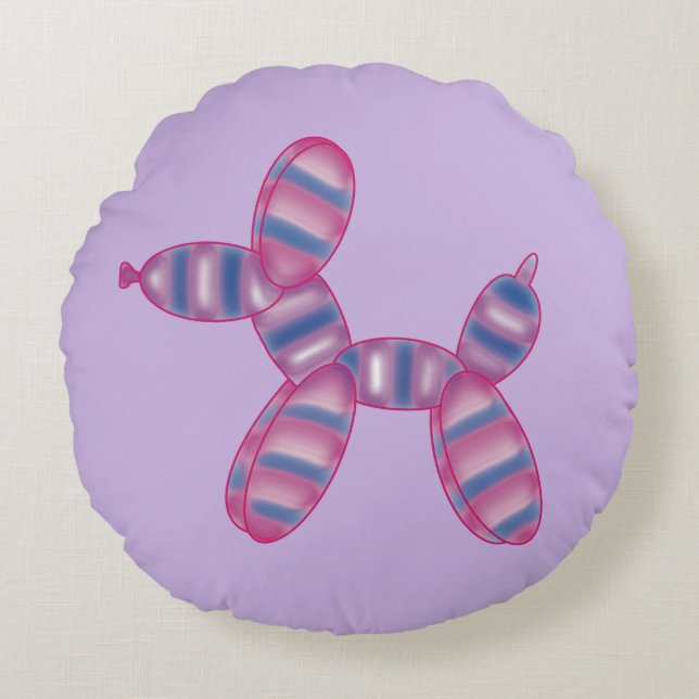 Balloon dog bisexual flag colours round cushion (Front)