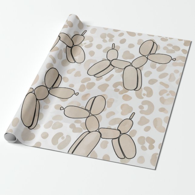 Balloon Dog Leoprad pattern Wrapping Paper (Unrolled)