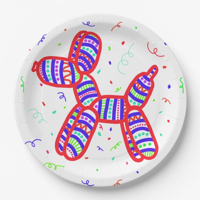 Balloon Dog Party Paper Plates (Front)