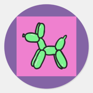 Balloon Dog Stickers in Green, Pink, and Purple